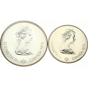 Kanada 5 a 10 dolarů 1975 1976 Olympijské hry Montreal Lot of 2 coins