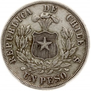 Chile 1 Peso 1867 So PCGS XF 40 MAX GRADE.