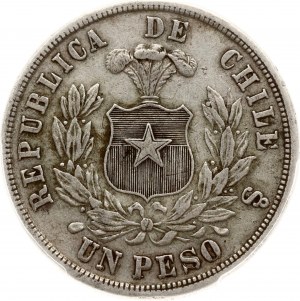 Chile 1 Peso 1867 So PCGS XF 40 MAX GRADE.