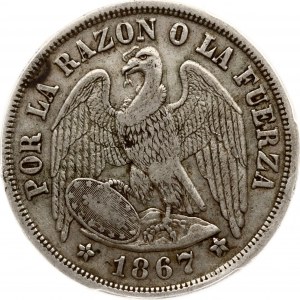Chile 1 Peso 1867 So PCGS XF 40 MAX GRADE.