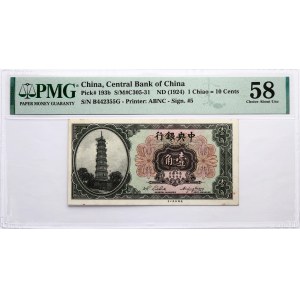 Čína 10 centov ND (1924) PMG 58 Choice O Unc