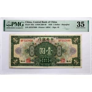 Čína 1 dolár 1928 PMG 35 Choice Very Fine