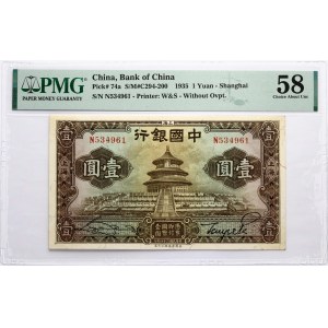 Čína 1 jüan 1935 PMG 58 Asi Unc
