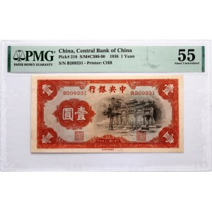 Chine 1 Yuan 1936 PMG 55 Environ Non Circulé