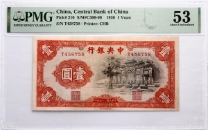 China 1 Yuan 1936 PMG 53 About Uncirculated