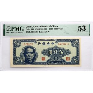 China 5000 Yuan 1947 PMG 53 Etwa Unzirkuliert