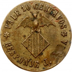 Cuba Token cafe and restaurant 10 Centavos 1884 Colla de San Mus