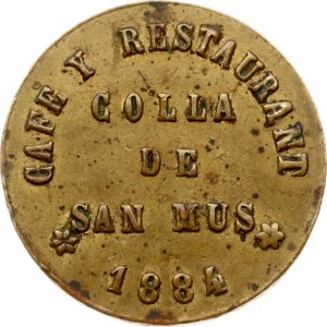 Cuba Token cafe and restaurant 10 Centavos 1884 Colla de San Mus