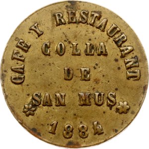 Kuba Token kaviareň a reštaurácia 10 Centavos 1884 Colla de San Mus