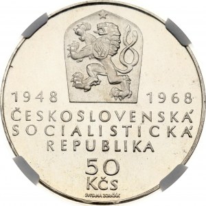 Československo 50 korún 1968 Nezávislosť NGC PF 67 CAMEO