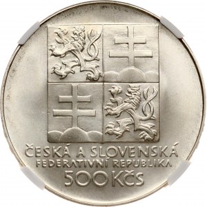 Československo 500 korun 1993 Československý tenis NGC MS 68 TOP POP