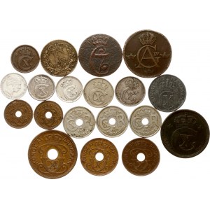 Dania i Szwecja 1/4 Skilling - 25 Ore 1771-1949 Lot of 19 coins