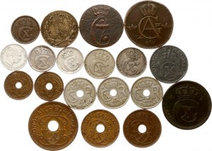 Dánsko a Švédsko 1/4 Skilling - 25 Ruda 1771-1949 Lot of 19 coins