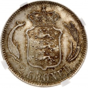 Dánsko 2 koruny 1875 HC/CS NGC MS 63