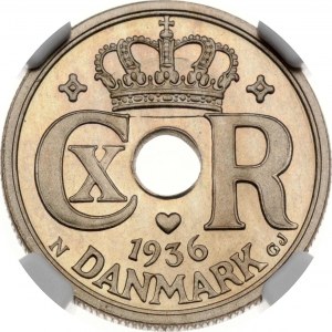 Denmark 25 Ore 1936 N;GJ NGC PL 66 CAMEO
