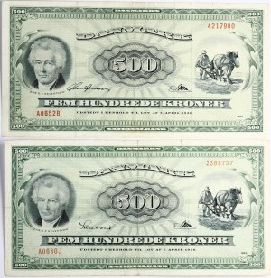 Danemark 500 couronnes 1963 et 1965 Lot de 2 pièces
