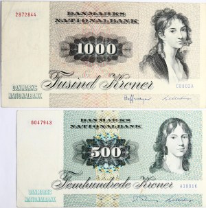 Denmark 500 Kroner & 1000 Kroner 1972 Lot of 2 pcs