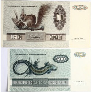 Dania 500 koron i 1000 koron 1972 Partia 2 sztuk