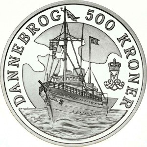 Denmark 500 Kroner 2008 Dannebrog Yacht