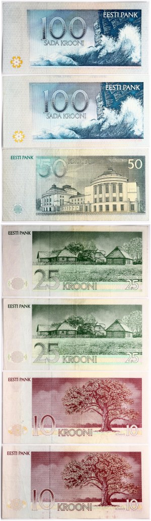 Estonie 10 - 100 Krooni 1991-1994 Set Lot de 7 pièces