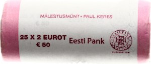 Estonia Rotolo bancario 2 Euro 2016 Paul Keres Lotto di 25 pezzi