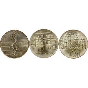 Finland 10 Markkaa 1967-1977 Lot of 3 coins