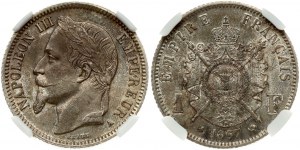 1 franco 1867 A NGC MS 62