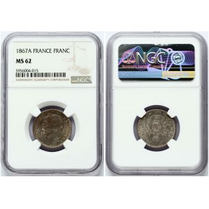 1 frank 1867 A NGC MS 62