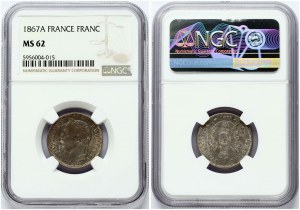 1 frank 1867 A NGC MS 62