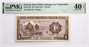 French Indochina 1 Piastre ND (1942-1945) PMG 40 Extremely Fine EPQ