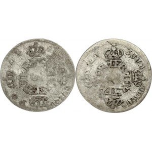 Preußen 3 Groscher 1706 CG Lot von 2 Münzen