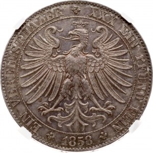 Niemcy Frankfurt Taler 1858 NGC AU 58