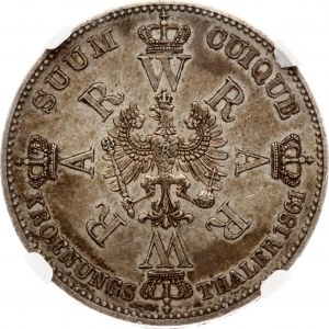 Německo Prusko Taler 1861 A Korunovace NGC AU 53