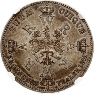 Nemecko Prusko Taler 1861 A Korunovácia NGC AU 53