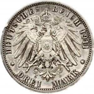 Mariage en argent Wurttemberg 3 Mark 1911 F