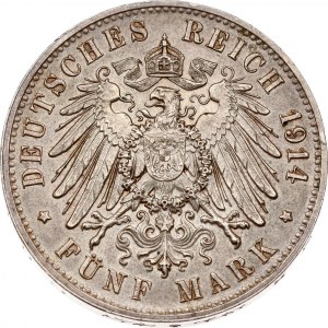 Allemagne Saxe 5 Mark 1914 E