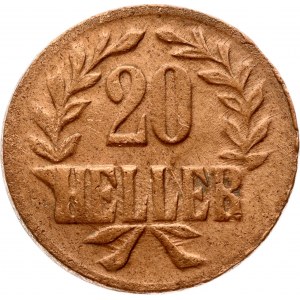 Nemecká východná Afrika 20 Heller 1916 T