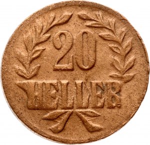 German East Africa 20 Heller 1916 T