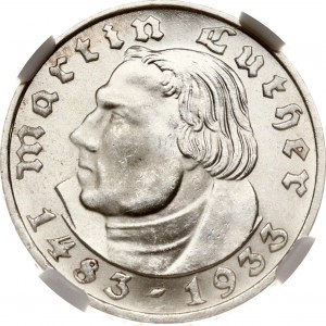 Deutschland Drittes Reich 2 Reichsmark 1933 F Martin Luther NGC MS 64