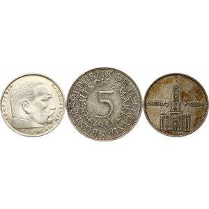 Německo 2 říšské marky - 5 marek 1934-1951 Sada 3 mincí