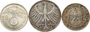 Niemcy 2 Reichsmark - 5 Mark 1934-1951 Partia 3 monet
