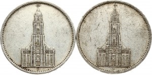 5 Reichsmark 1934 A & 1934 F Lot de 2 pièces