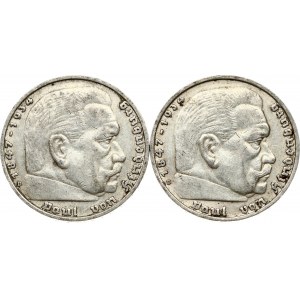 5 Reichsmark 1935 D Lot de 2 pièces