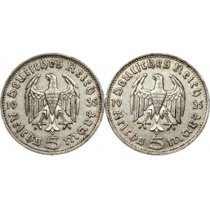 5 Reichsmark 1935 D Lot de 2 pièces