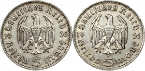 5 Reichsmark 1935 D Lot of 2 Coins