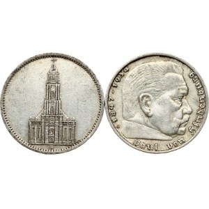 Nemecko 5 ríšskych mariek 1935 A &amp; 1936 A Lot of 2 Coins