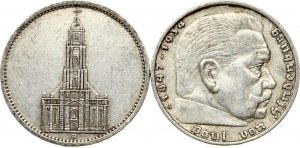 Allemagne 5 Reichsmark 1935 A & 1936 A Lot de 2 pièces