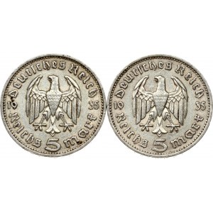 5 Reichsmark 1935 F Lot de 2 pièces