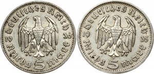 5 Reichsmark 1935 A & 1936 A Lot of 2 Coins