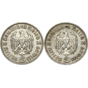 Niemcy 5 marek Rzeszy 1936 A i 1936 D Partia 2 monet
